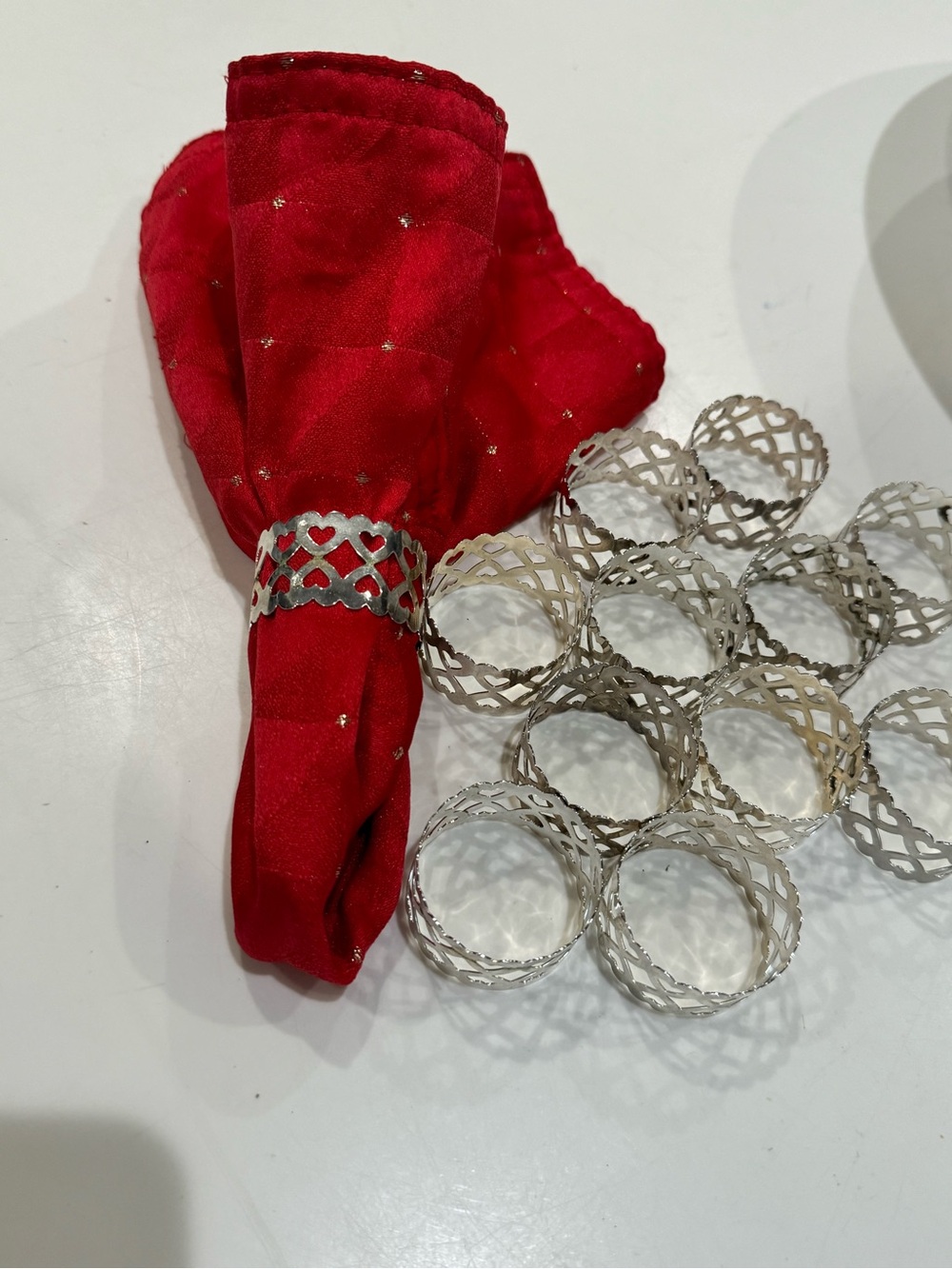 Set of 12 Silver tone Napkin Ring